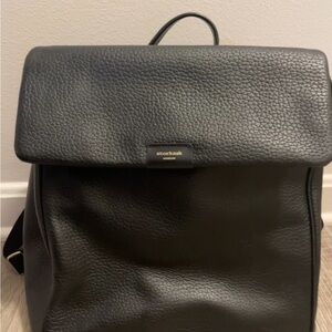 Storksak Black Leather Backpack - diaper bag